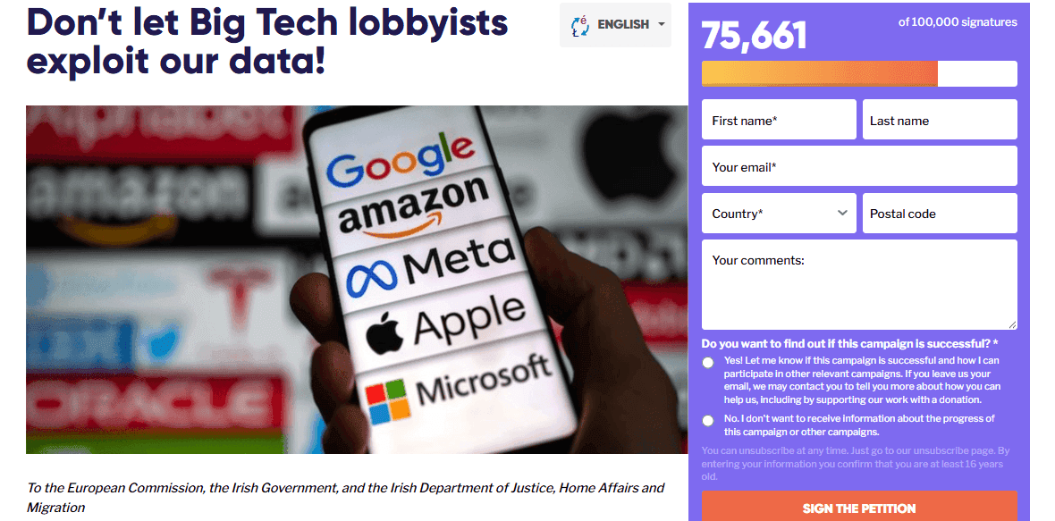 Image of a person holding a phone. On the screen there are several US big tech companies